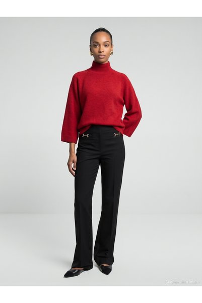Dilvin 73250 High-Waisted Pants with Detailed Accessories