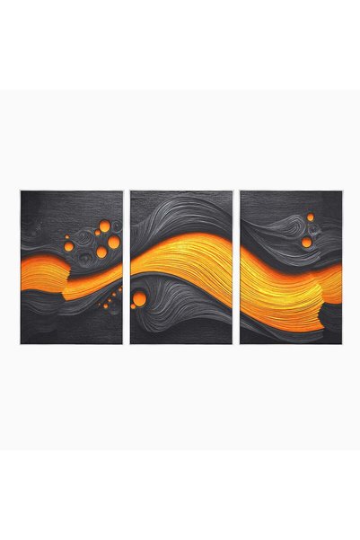 Luxcanva Set 3 Tablouri Canvas Flux Abstract Portocaliu 150x70 cm (3 x 50x70)...