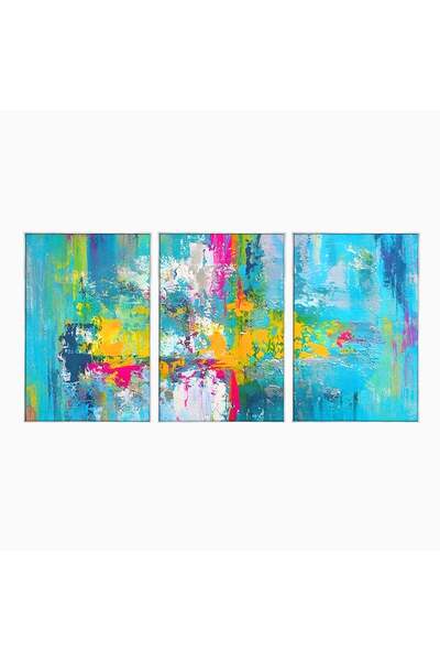 Luxcanva Set 3 Tablouri Canvas Modern Abstract 150x70 cm (3 x 50x70) cu Rama ...