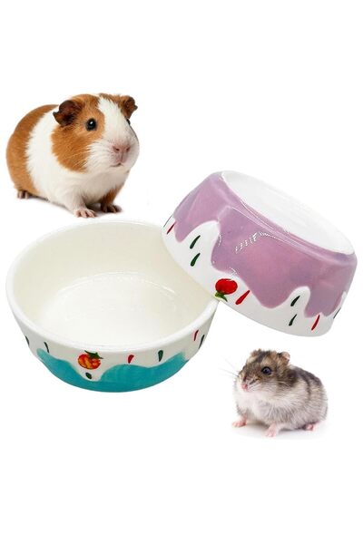 TERRIFI Ceramic Feeding Bowl 2 Pcs for Hamsters and Small Animals, Heavyweigh...