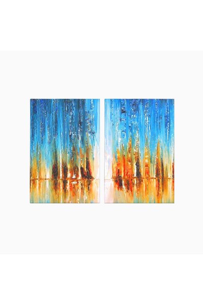 Luxcanva Set 2 Tablouri Canvas Cascadă Abstractă 100x70 cm (2 x 50x70) pe Cad...