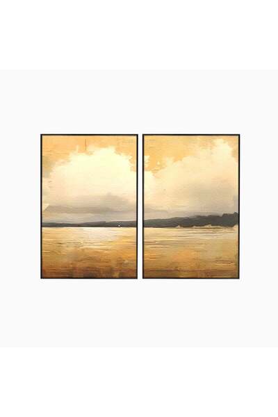Luxcanva Set 2 Tablouri Canvas Sunset On The Lake 160x120 cm (2 x 80x120) cu ...