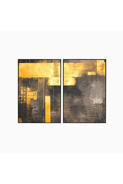 Luxcanva Set 2 Tablouri Canvas Aur in noapte 80x60 cm (2 x 40x60) cu Rama Neg...