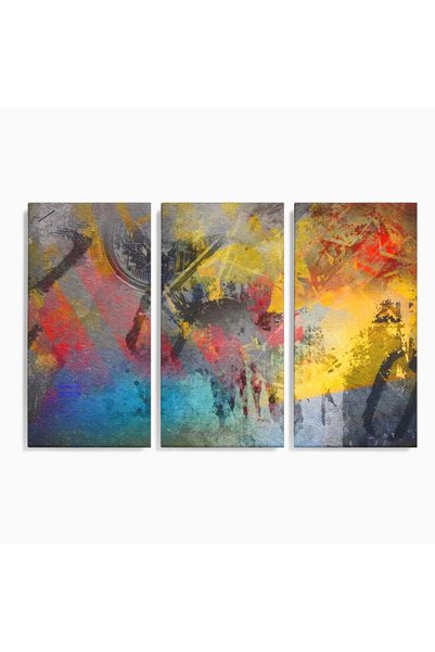 Luxcanva Set 3 Tablouri Canvas Colorate Galbene 150x100 cm (3 x 50x100) pe Ca...