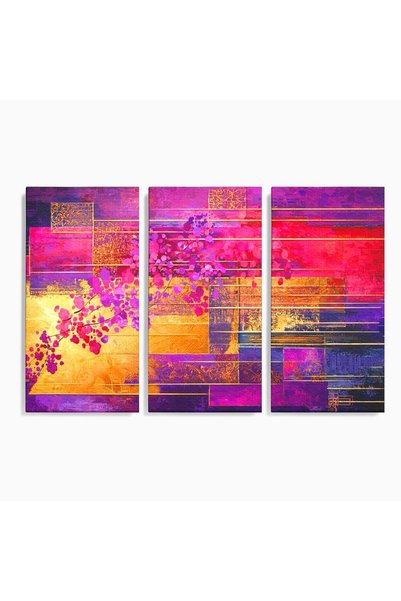 Luxcanva Set 3 Tablouri Canvas Gradina dintre linii 210x140 cm (3 x 70x140) p...