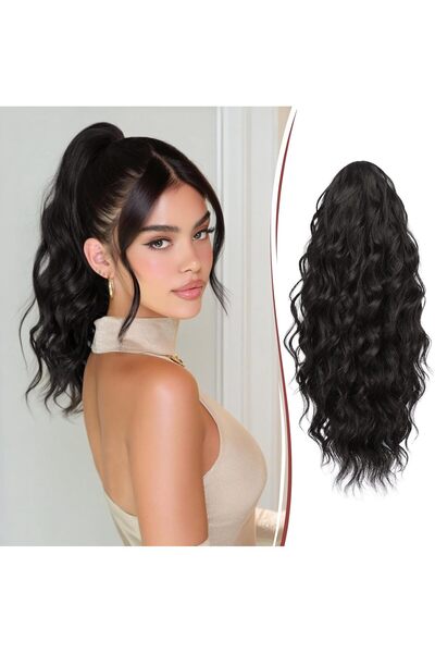 OtherMax Clip-in Extensie Sintetice Ondulate Aspect Șaten Închis 40 cm
