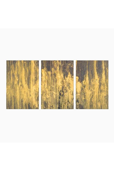 Luxcanva Set 3 Tablouri Canvas Vibratie Gold 210x100 cm (3 x 70x100) pe Sasiu...