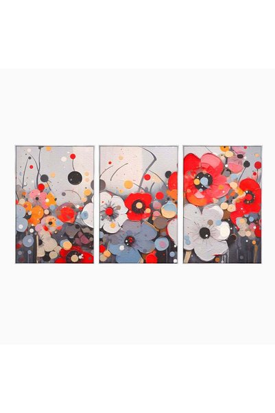 Luxcanva Set 3 Tablouri Canvas Pictura Florala 240x120 cm (3 x 80x120) cu Ram...