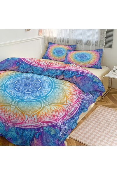 LEADER GLOBAL Chic Boho Household Bedding Set 3 Pieces, All Season Duvet Kit