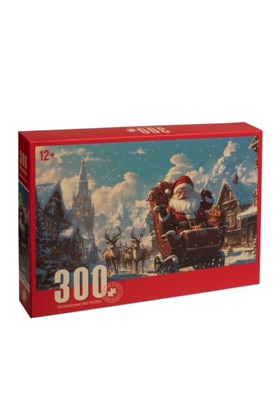 OEM Puzzle de Crăciun cu 300 de piese, Moș Crăciun în sanie printr-un oraș în...