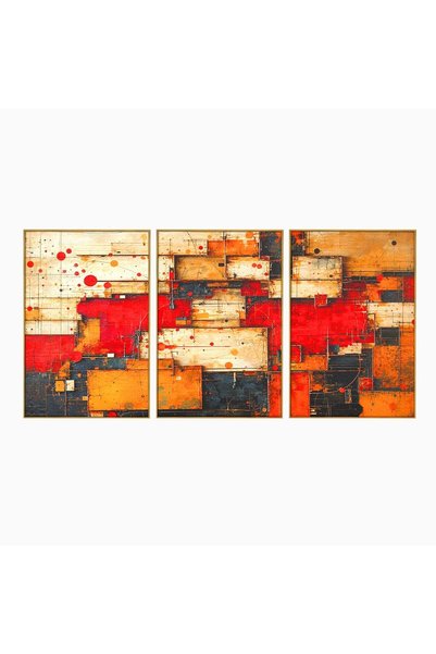 Luxcanva Set 3 Tablouri Canvas Straturi de foc si tacere 300x150 cm (3 x 100x...