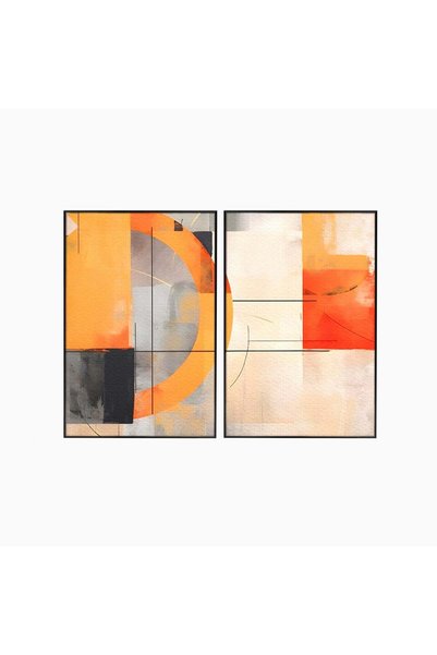 Luxcanva Set 2 Tablouri Canvas Cerc Galben Pictura Abstracta 80x60 cm (2 x 40...