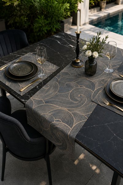 Nazik Home Soprano Stain Resistant, Hassle-Free American-Style Table Runner S...