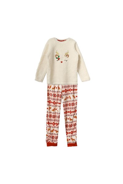 OEM Set pijama pufoasă de Crăciun pentru copii, bluză albă cu broderie aurie ...