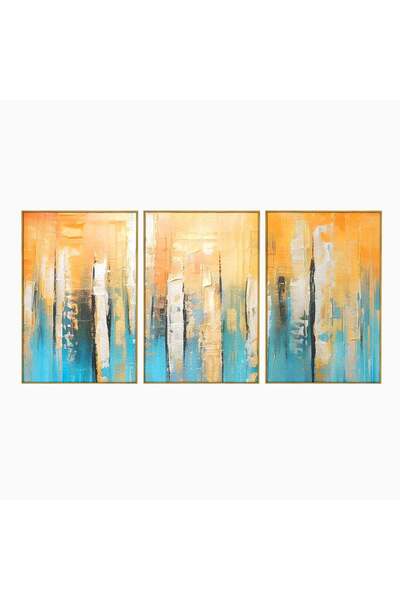 Luxcanva Set 3 Tablouri Canvas Pictura Colorata Abstracta 240x120 cm (3 x 80x...