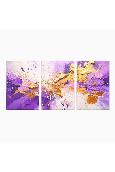 Luxcanva Set 3 Tablouri Canvas Explozie Artistica 210x100 cm (3 x 70x100) pe ...