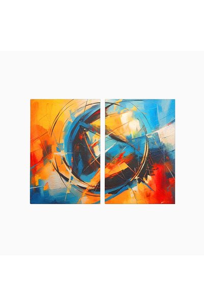 Luxcanva Set 2 Tablouri Canvas Pamantul Pictat Abstract 140x100 cm (2 x 70x10...