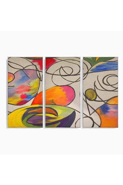 Luxcanva Set 3 Tablouri Puzzle Pictură Kandinsky 180x120 cm (3 x 60x120) cu R...