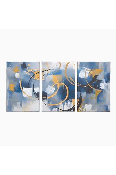 Luxcanva Set 3 Tablouri Canvas Relaxare 150x70 cm (3 x 50x70) cu Rama Arginti...