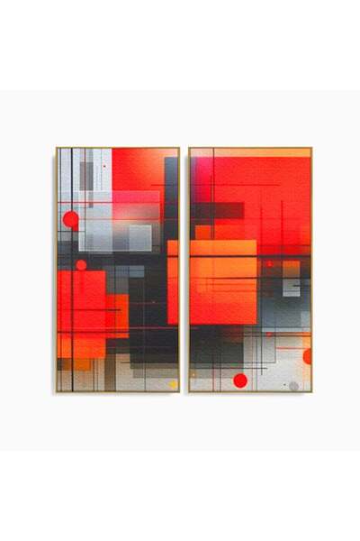 Luxcanva Set 2 Tablouri Canvas Intersectii Cromatice 100x100 cm (2 x 50x100) ...