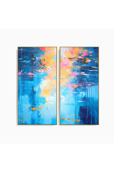 Luxcanva Set 2 Tablouri Canvas Pictura Colorata 120x120 cm (2 x 60x120) cu Ra...