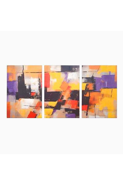 Luxcanva Set 3 Tablouri Canvas Contrast Violet 210x100 cm (3 x 70x100) pe Sas...