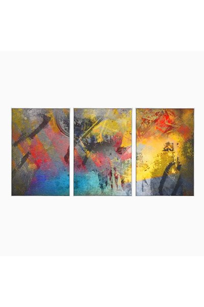 Luxcanva Set 3 Tablouri Canvas Colorate Galbene 120x60 cm (3 x 40x60) cu Ramă...