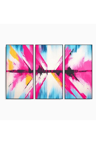 Luxcanva Set 3 Tablouri Canvas Explozie Abstracta 180x120 cm (3 x 60x120) cu ...