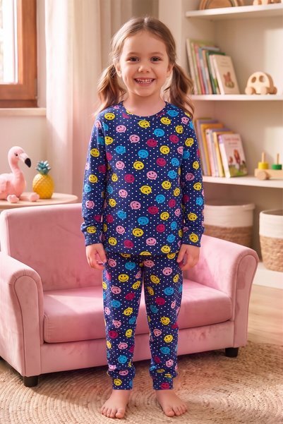 Öts Girls' Single-Piece Cotton Pajamas, Long-Sleeved, Long Pants, Patterned, ...