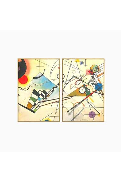 Luxcanva Set 2 Tablouri Pictură Abstractă pe Pânză 100x70 cm (2 x 50x70) cu R...