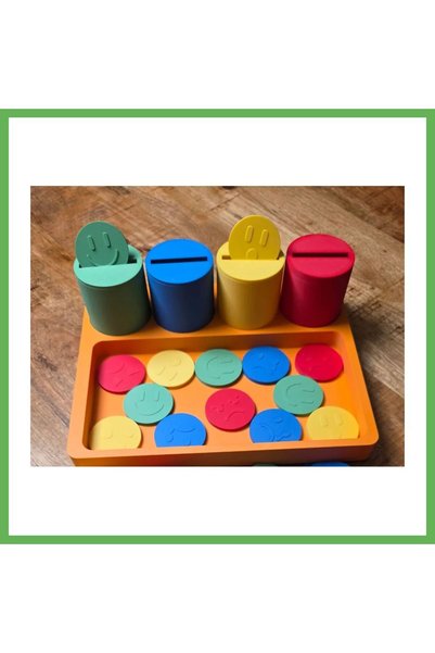 TheGencoo 3D-Printed Emotion Face Matching and Coin Box Set - Colorful Emotio...