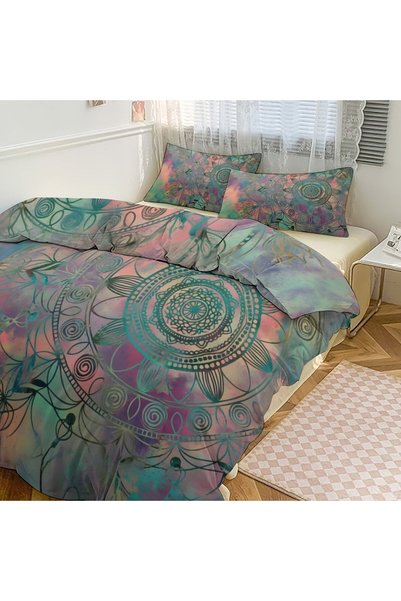 LEADER GLOBAL Comfortable Bohemian 3Pcs Bedding Set, Beautiful Duvet Cover Set