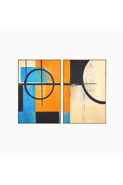 Luxcanva Set 2 Tablouri Canvas Abstractie Geometrica Moderna 160x120 cm (2 x ...