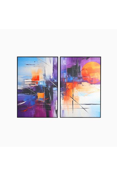 Luxcanva Set 2 Tablouri Canvas Rasarit Artificial 80x60 cm (2 x 40x60) cu Ram...