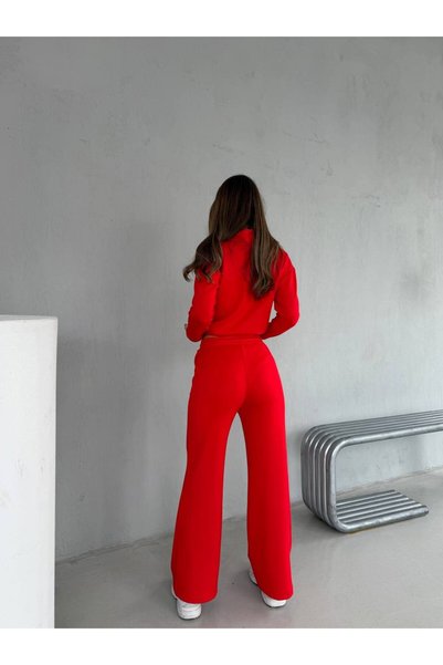 ÇEÇİM Yarım Fermuarlı Uzun Kollu Rahat Kesim Oversize Sweatshirt ve Pantolon Alt Üst Takım