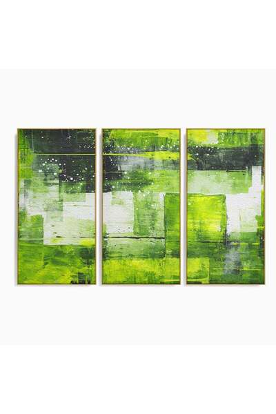 Luxcanva Set 3 Tablouri Canvas Puls vegetal 180x120 cm (3 x 60x120) cu Rama A...