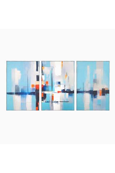 Luxcanva Set 3 Tablouri Canvas Abstracte Geometrice 120x60 cm (3 x 40x60) cu ...
