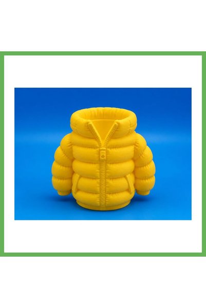 TheGencoo 3D-Printed Puffer Coat Pencil Holder - Desktop Organizer - Yellow G...