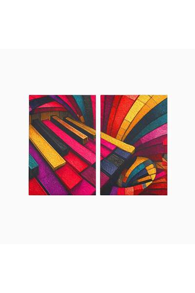 Luxcanva Set 2 Tablouri Canvas Pian Abstract 200x150 cm (2 x 100x150) pe Sasi...