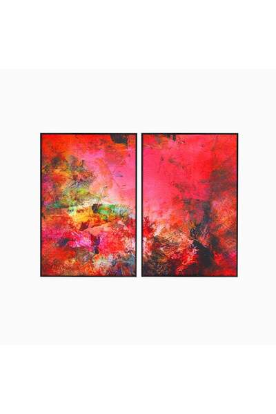 Luxcanva Set 2 Tablouri Canvas Colorate Roșii 160x120 cm (2 x 80x120) cu Ramă...