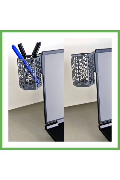 TheGencoo 3D-Printed Monitor Pen Holder - Hexagonal Laptop Edge Pen Holder wi...