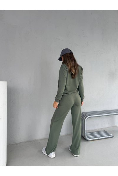 ÇEÇİM Yarım Fermuarlı Uzun Kollu Rahat Kesim Oversize Sweatshirt ve Pantolon Alt Üst Takım