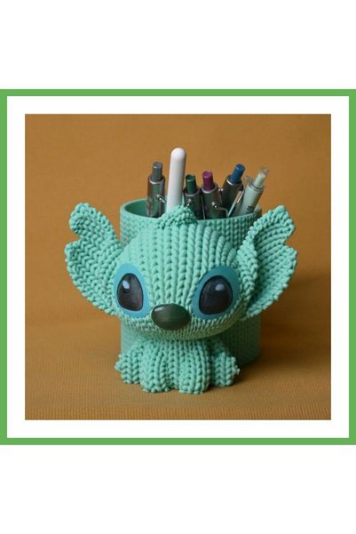 TheGencoo 3D-Printed Knitted Pencil Holder - Cute Character Desktop Pen Organ...