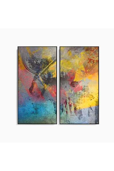 Luxcanva Set 2 Tablouri Canvas Colorate Galbene 140x140 cm (2 x 70x140) cu Ra...