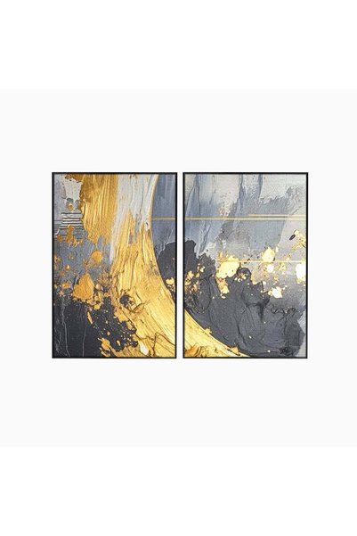 Luxcanva Set 2 Tablouri Canvas Tacere turnata in aur 200x150 cm (2 x 100x150)...