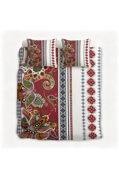 LEADER GLOBAL Boho Decorative Flannel Bedding Set 3PCS, Soft Warm Family Bed Set