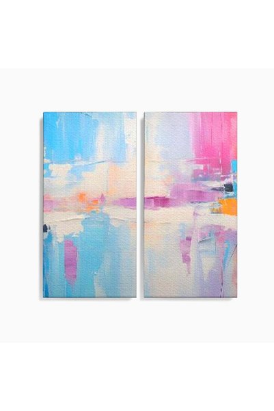 Luxcanva Set 2 Tablouri Canvas Pink Life 120x120 cm (2 x 60x120) pe Sasiu Lem...