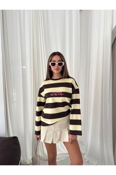 Ekim Store Bluză cu mâneci lungi și dungi colorate