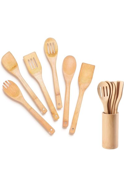 Arabest Wooden Spoons for Cooking, 6-piece Bamboo Kitchen Utensil Set Wood Sp...
