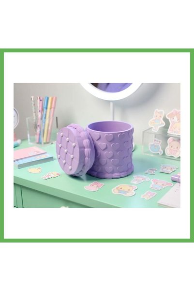 TheGencoo 3D-Printed Pen Holder with Embossed Pattern and Lid - Desktop Organ...
